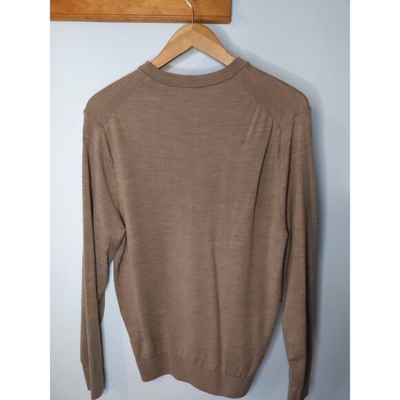 Daniel Cremieux Men's Size L 100% Merino Wool V-Neck Tan Sweater - Picture 2 of 9
